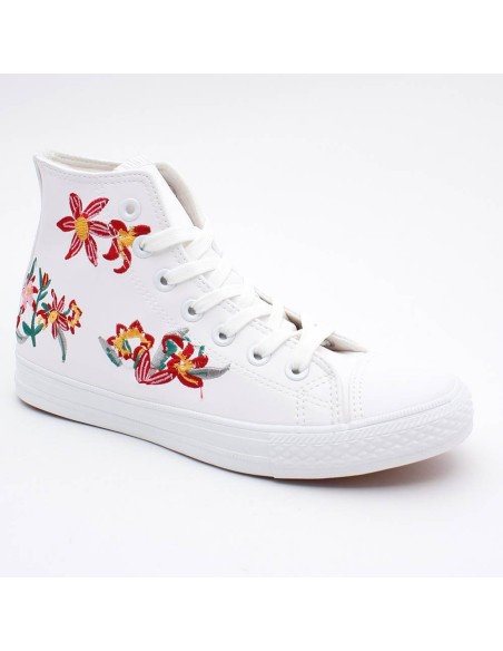 Baskets montantes blanches à fleur ELIE