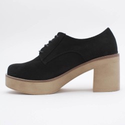 Derbies perforées à semelle compensé noire Vanina 2
