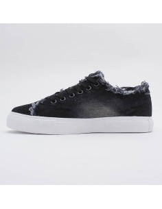 basket en jeans noir à franges et lacets Joyce 2