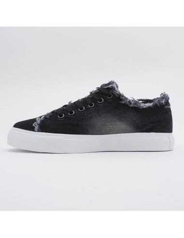 basket en jeans noir à franges et lacets Joyce basket en jeans noir à franges et lacets Joyce