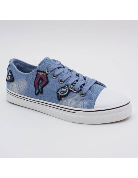 Baskets en jean femme bleue claire à motif AURELIE