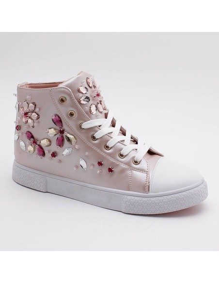 Baskets montantes perles et strass multicolores Wilecia