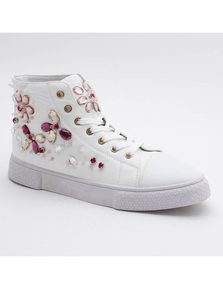 Baskets montantes perles et strass multicolores Wilecia