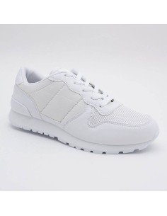 Baskets blanches matelassées simili cuir lacets ERIKA