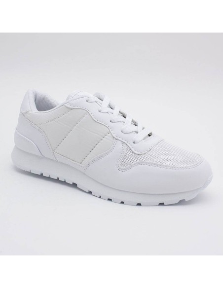 Baskets blanches matelassées simili cuir lacets ERIKA