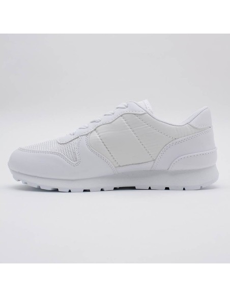 Baskets blanches matelassées simili cuir lacets ERIKA