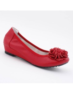 Ballerines rouges compensées à fleur chouchou Belleville