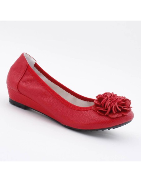 Ballerines rouges compensées à fleur chouchou Belleville