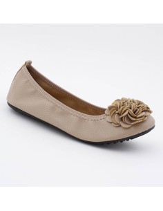 Ballerine beige pour femme granulée souple à fleurs  modèle MONCEAU