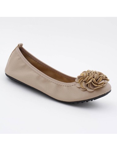 Ballerine beige pour femme granulée souple à fleurs  modèle MONCEAU Ballerine beige pour femme granulée souple à fleurs  modèle MONCEAU