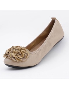 Ballerine beige pour femme granulée souple à fleurs  modèle MONCEAU 2