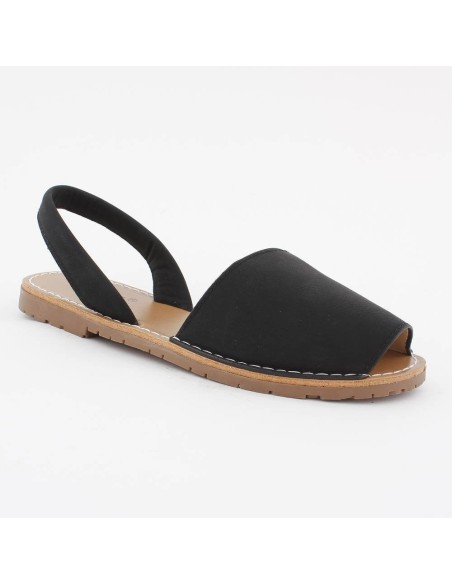 Sandales plates bout ouvert noir Minorque