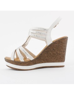 Sandales compensées effet liège à strass blanc GLAM 2