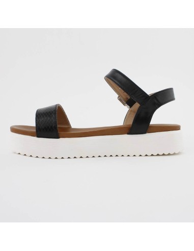 Sandales noires motif serpent talon compensé blanc Éloïse Sandales noires motif serpent talon compensé blanc Éloïse