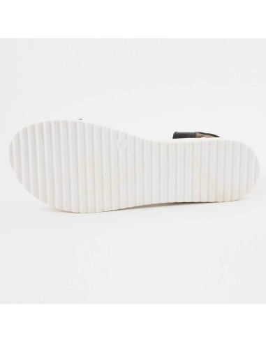 Sandales noires motif serpent talon compensé blanc Éloïse Sandales noires motif serpent talon compensé blanc Éloïse