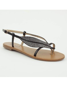 Sandales à feuille avec strass noir LAURE