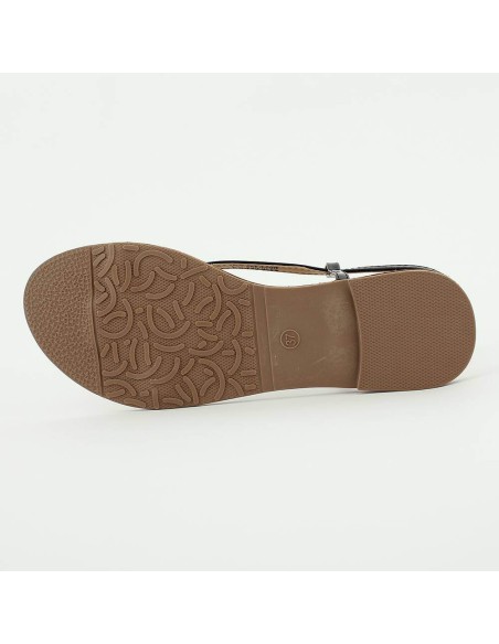 Sandales à feuille avec strass noir LAURE