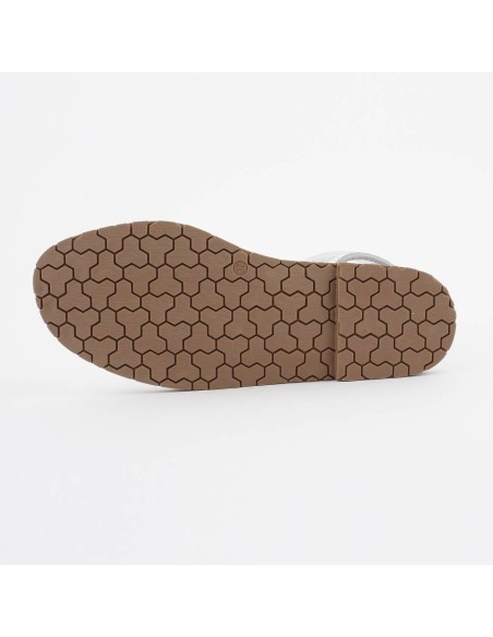 Sandales extra confortable bout ouvert argenté Minorque