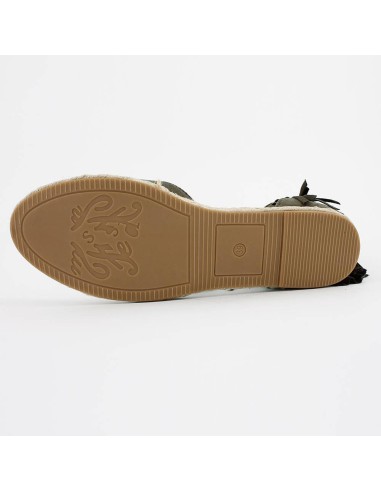 Espadrille daim et raphia avec franges vert kaki ALYZE Espadrille daim et raphia avec franges vert kaki ALYZE