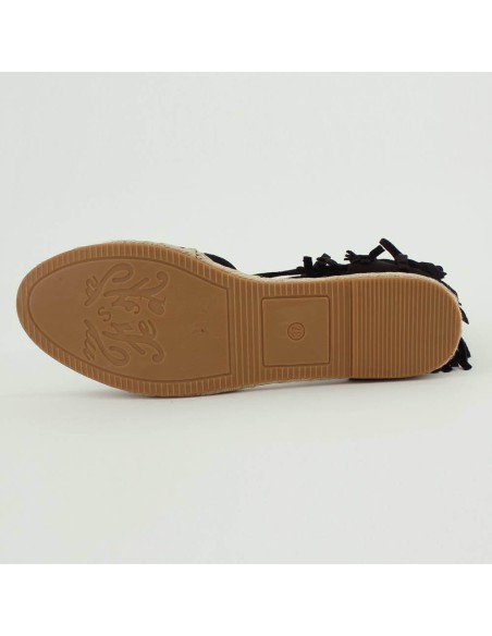 Espadrille daim et raphia avec franges vert kaki ALYZE