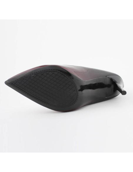 Escarpins femme à talon aiguille bicolore noir et bordeaux verni Désir