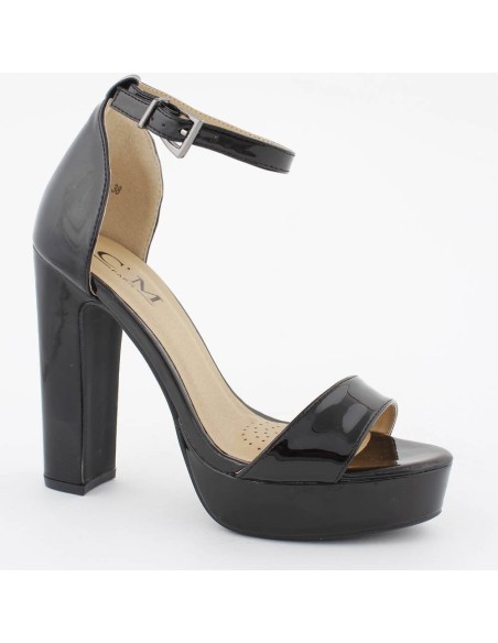 Chaussures de soirée à talon haut noir verni REGINA
