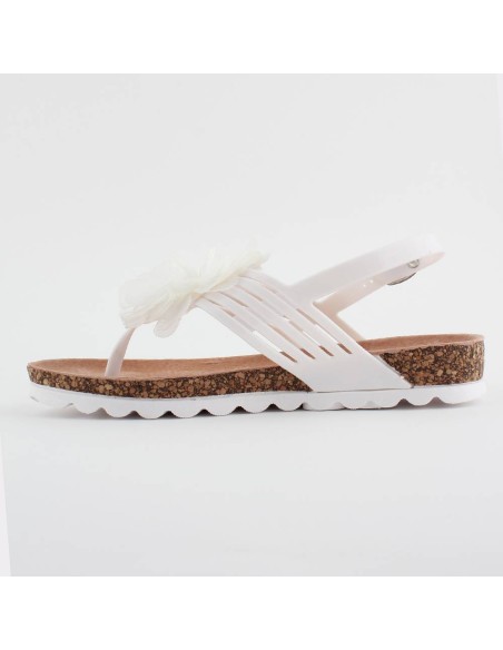 Sandales semelle liège à pétales blanches MARIELLA