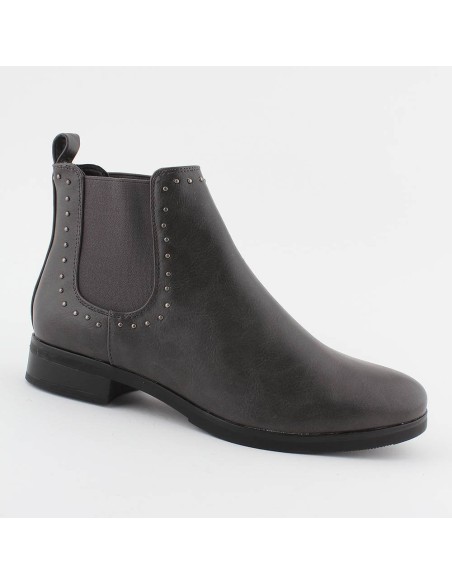 Bottines  basses bout rond  bande élastiquée grise Shea