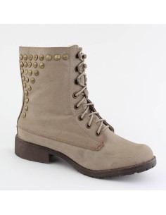 Bottines femme fourrée cloutée kaki Elma