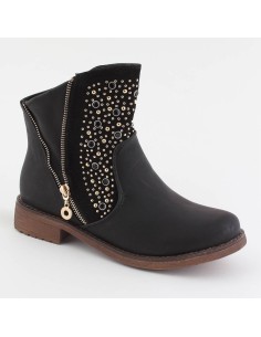 BOTTINE FEMME A CLOUS DORÉS ET ZIP KAKI ANDREA