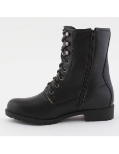 Bottine femme simili cuir zippée à lacets et brides noir  Dalia 2