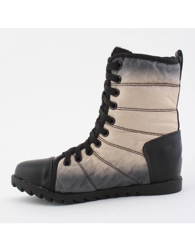 bottine simili cuir et tissu matelassée à lacets beige et noir NATALIA bottine simili cuir et tissu matelassée à lacets beige et noir NATALIA