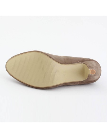 Escarpin femme à talon aspect daim kaki MONICA