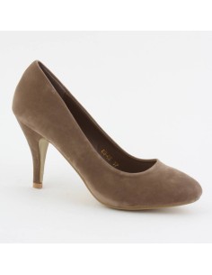 Escarpin femme à talon aspect daim kaki MONICA