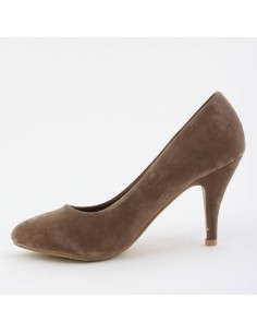 Escarpin femme à talon aspect daim kaki MONICA 2