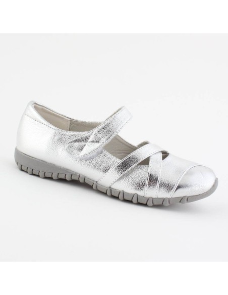 Ballerines simili cuir  à scratch argenté TANIA