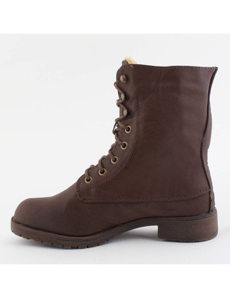 Bottines montantes à clous et lacets marron Elma