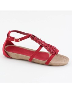 SANDALES COMPENSÉES Á FLEUR ROUGE RITA