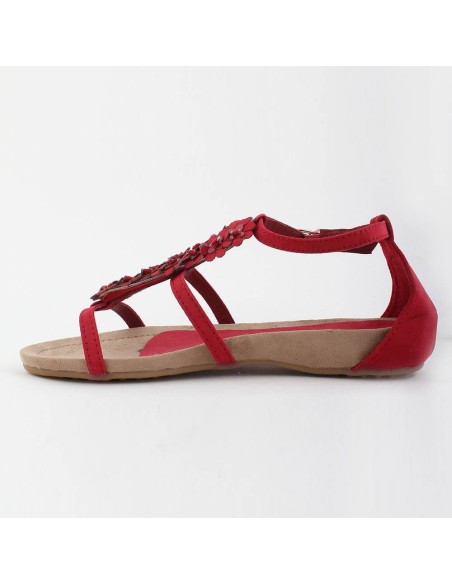 SANDALES COMPENSÉES Á FLEUR ROUGE RITA