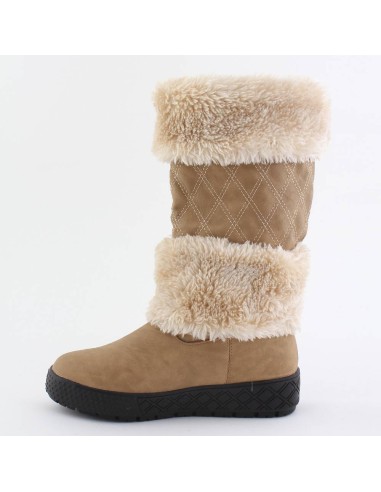 Bottes matelassées double fourrure beige Aurore Bottes matelassées double fourrure beige Aurore