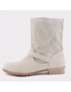 Bottine femme simili cuir perforée beige Magali  2