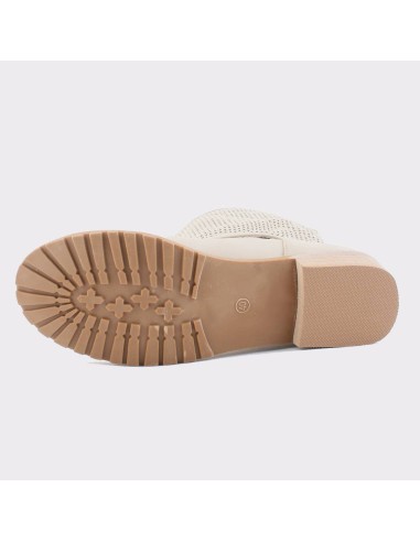 Bottine femme simili cuir perforée beige Magali  Bottine femme simili cuir perforée beige Magali