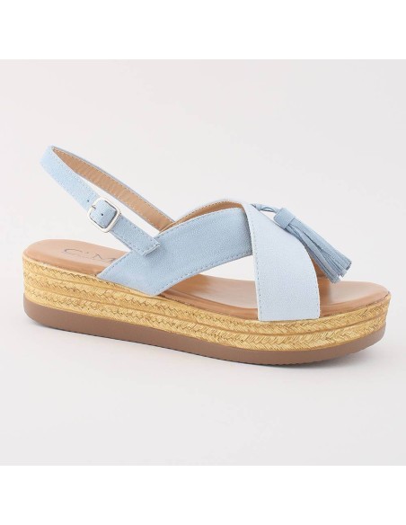 Sandales compensées bleu clair Adriana