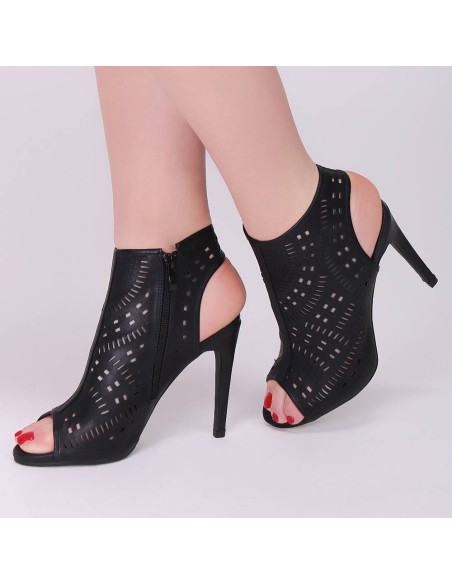 Sandales trouées camel à talon aiguille Camille