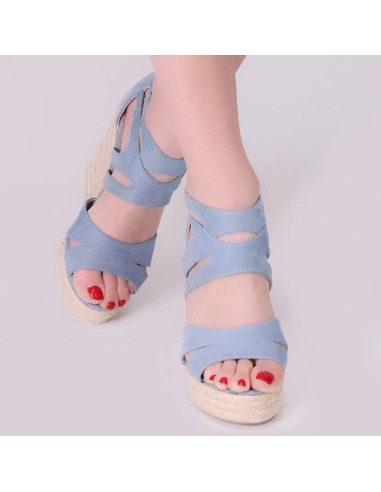 Sandales compensées corde bleu clair STACY Sandales compensées corde bleu clair STACY