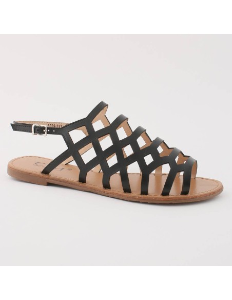 Spartiates femme noires à boucle