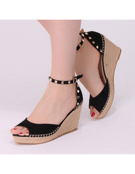 Espadrilles noires à clous dorés Leyna