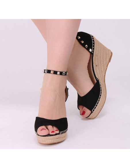 Espadrilles noires à clous dorés Leyna