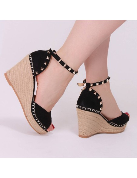 Espadrilles noires à clous dorés Leyna