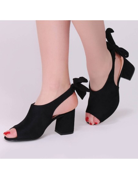 Sandales à ruban et talon noir Candy